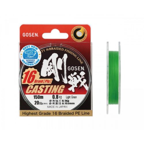 Gosen Casting 16X Braid - PE 1.0 - 150m - 0.171mm - Light Green