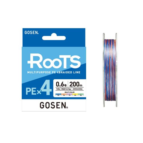 Gosen Roots PE X4 - PE 1.2  - 200m - 0.185mm - Multi Color