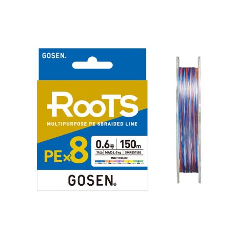 Gosen Roots PE X8 - PE 0.8  - 150m - 0.148mm - Multi Color